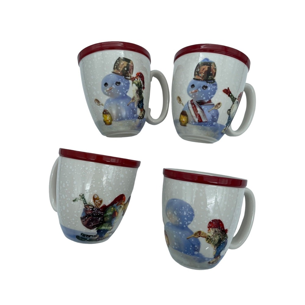 Williams Sonoma Nordic Elf Stoneware Mugs Set of 4 Christmas Decor New No Box
